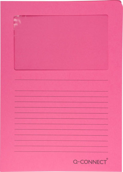 Q-connect L-Karte mit Fenster | 120 g m² | a4 | Packung mit 100 Stück | rosa