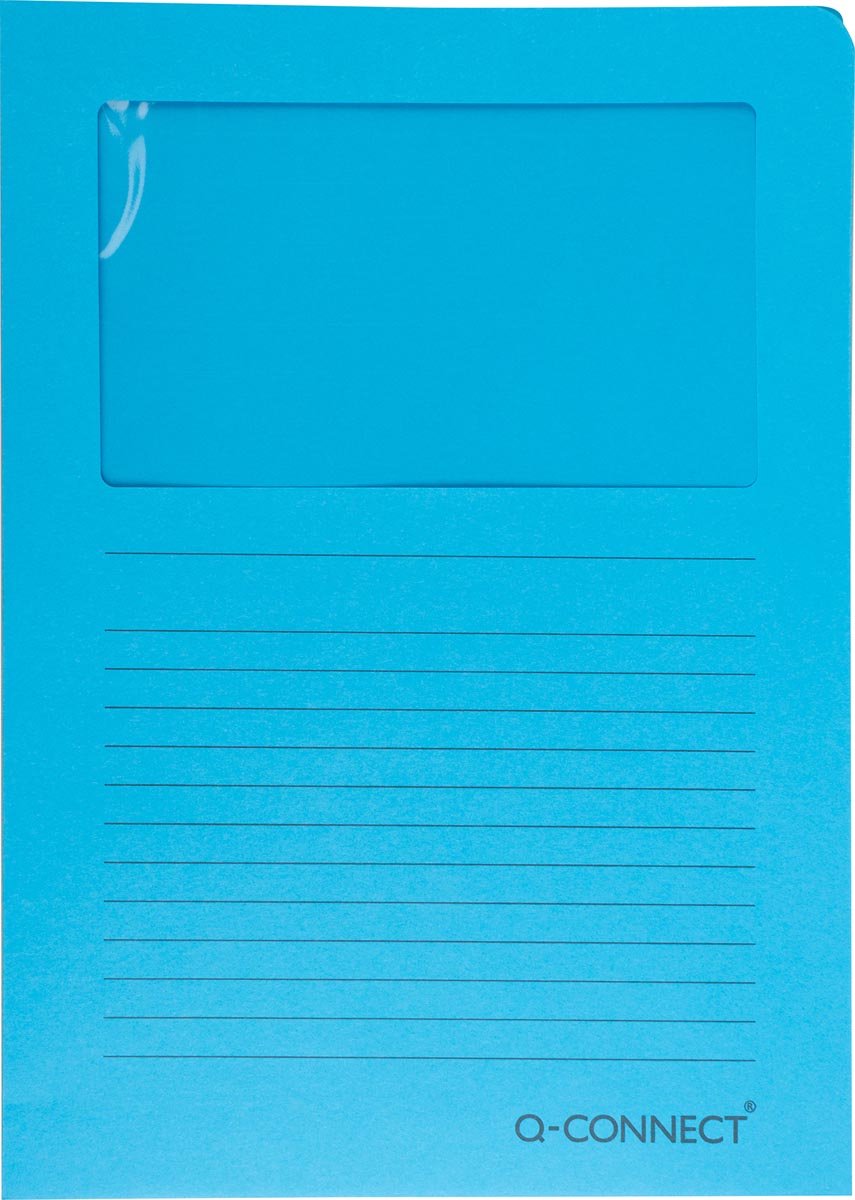 Q-connect L-Karte mit Fenster | 120 g m² | a4 | Packung mit 100 Stück | blau