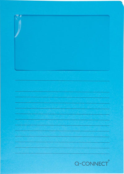 Q-connect L-Karte mit Fenster | 120 g m² | a4 | Packung mit 100 Stück | blau