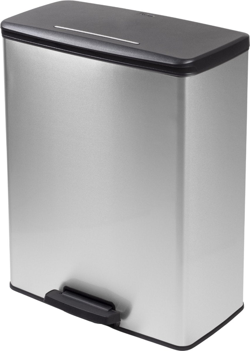 Curver Decobin Abfallbehälter – 65 l – rechteckig – silbermetallic
