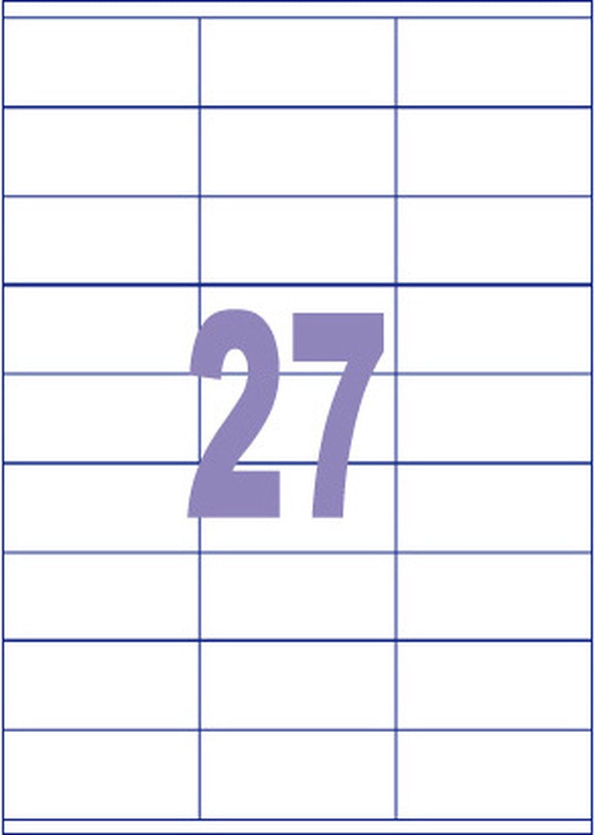 Kangaro-Etiketten – universell – Tintenstrahl-Laserkopie – 70 x 32 mm – 100 Blatt – 27 Aufkleber pro Blatt – k-7032