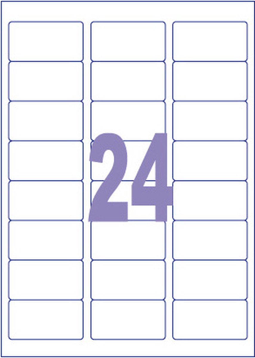 Kangaro-Etikett – Tintenstrahl-Laserkopie – 63,5 x 33,9 mm – 100 Blatt – 24 Aufkleber pro Blatt – k-6333