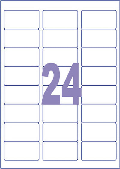 Kangaro-Etikett – Tintenstrahl-Laserkopie – 63,5 x 33,9 mm – 100 Blatt – 24 Aufkleber pro Blatt – k-6333