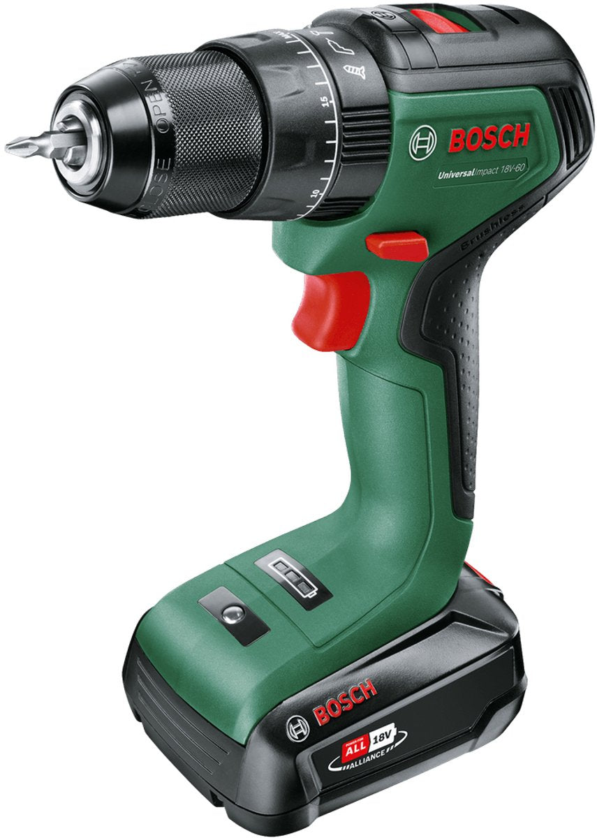 Bosch grün universalimpact 18v-60 | Akku-Schlagbohrschrauber 18V (1x 2,0Ah Akku + Ladegerät) - 06039d7101