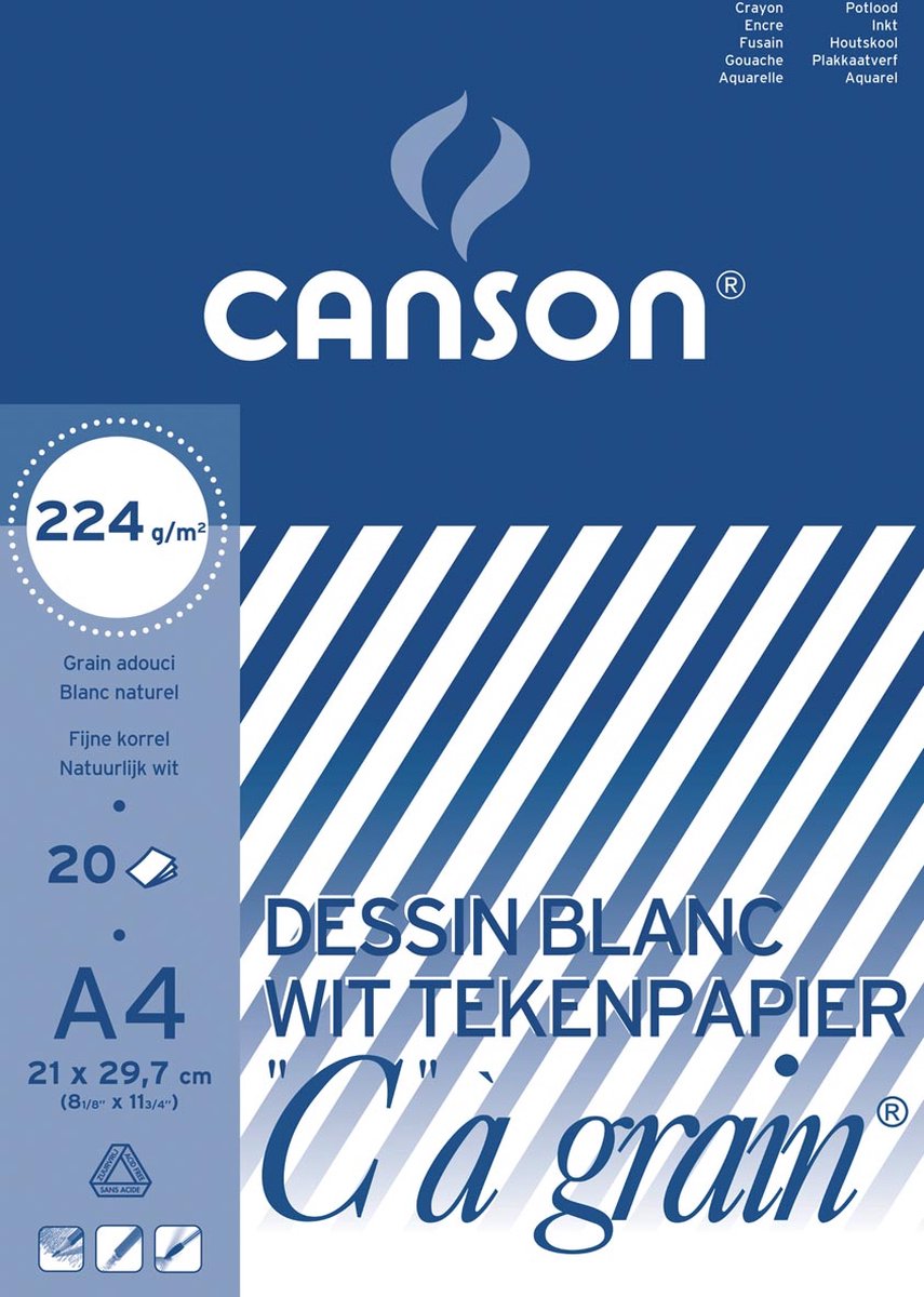 Canson Zeichenblock c à Grain 224 g m² Format 21 x 297 cm (A4)
