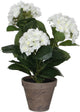Glimmerdekorationen – künstliche Hortensienpflanze im Blumentopf – H40 x ø35 cm – weiß