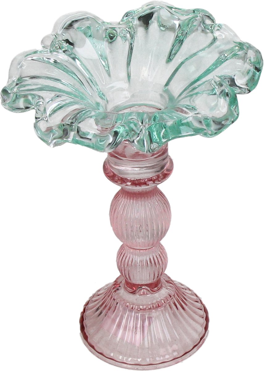 HD Collection Kerzenständer aus Glas, mehrfarbig, 14 x 14 x 19 cm