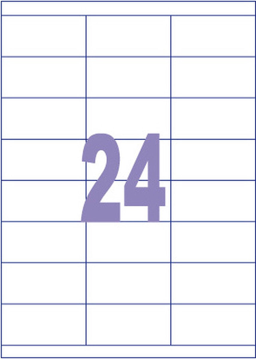 Kangaro-Etiketten – universell – Tintenstrahl-Laserkopie – 70 x 35 mm – 100 Blatt – 24 Aufkleber pro Blatt – k-7035
