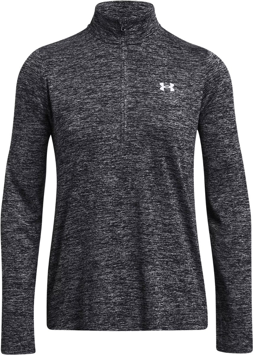 Under Armour Tech 1 2 Zip-Twist-Blk Damen-Sportpullover – Schwarz – Weiß