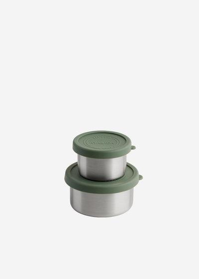 Aya ida aya ida – Set Snackbehälter – Lunchbox – Pillendose – Lebensmittelbehälter-Set – Müslibehälter – 100 ml + 200 ml – tropisches Grün