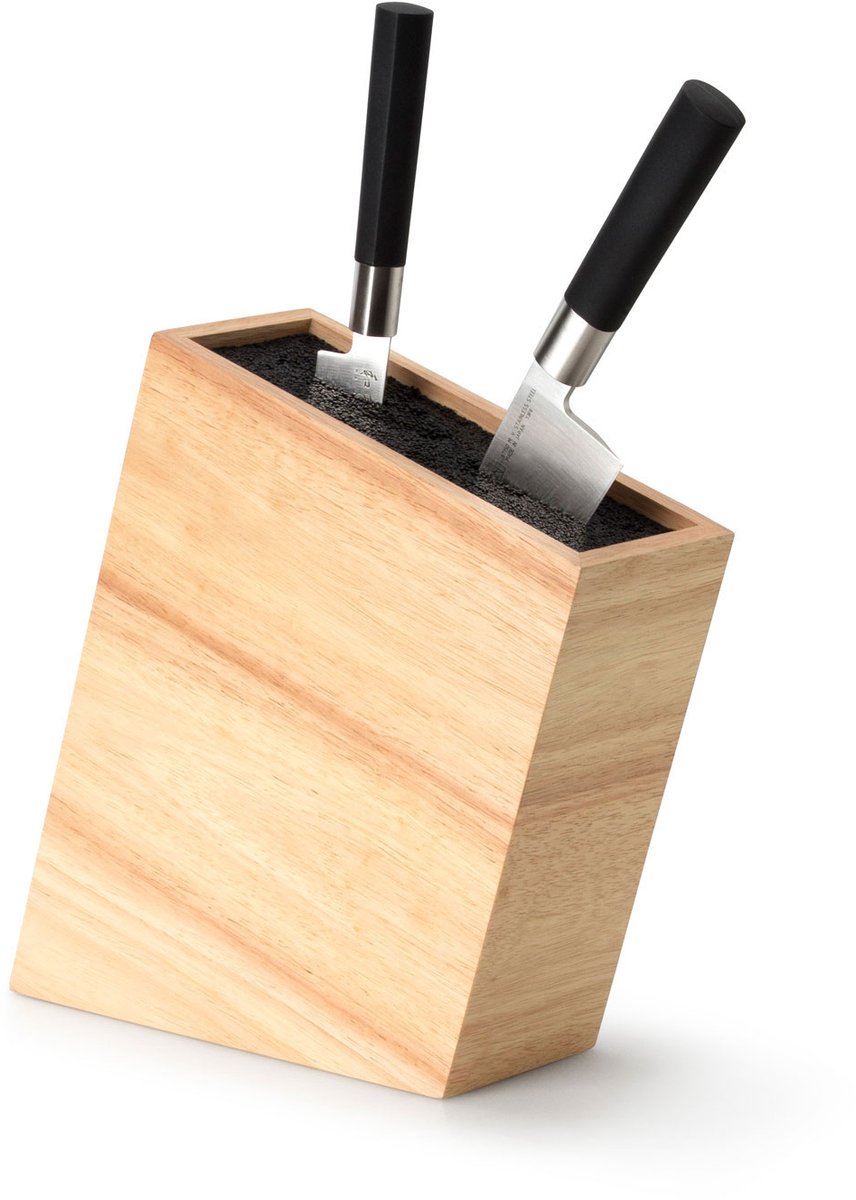 Continenta Messerblock aus Holz – Gummiholz – 27,5 x 22 x 9 cm – Messer nicht im Lieferumfang enthalten