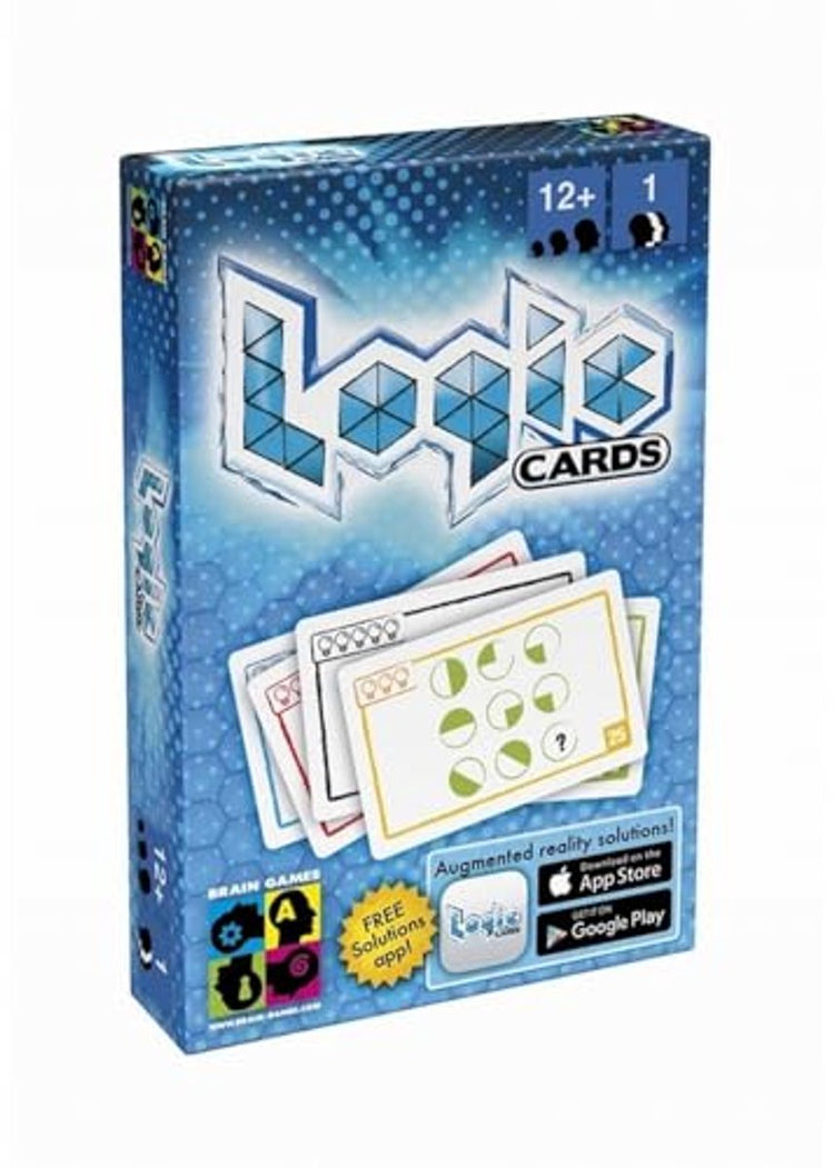 Denkspiele: Blaues Logik-Kartenspiel – lehrreiches Spiel für Kinder.