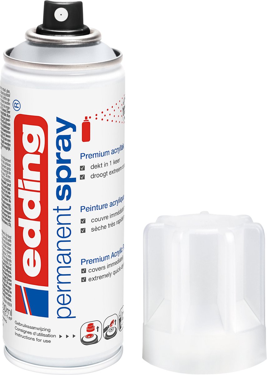 Edding 5200 Sprühfarbe in der Sprühdose Klarlack - transparent seidenmatt - 1 Stück - 200 ml Farbe - 0,5 bis 1 m² Fläche - Acrylfarbe für ein seidenmattes Finish - zur Fixierung und zum Schutz der Farbschicht