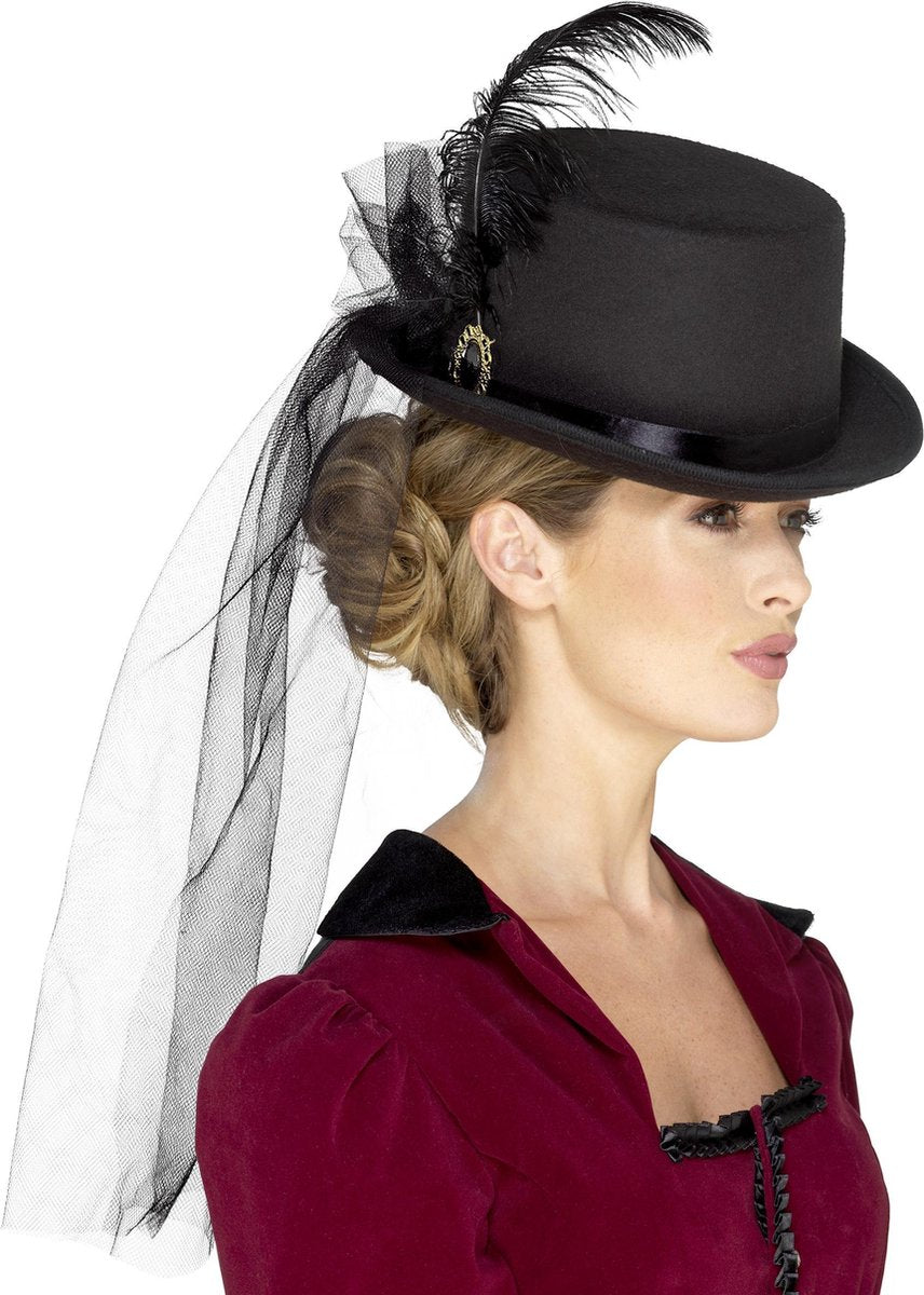 Smiffys Smiffy's – Steampunk-Zylinder mit Schleier für Damen
