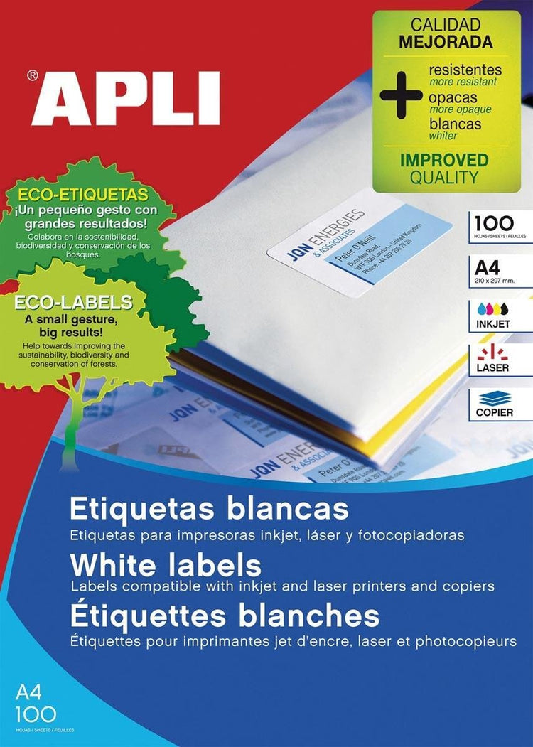 Apli Klebeetiketten 1276 70 x 42,4 mm 100 Blatt weiß