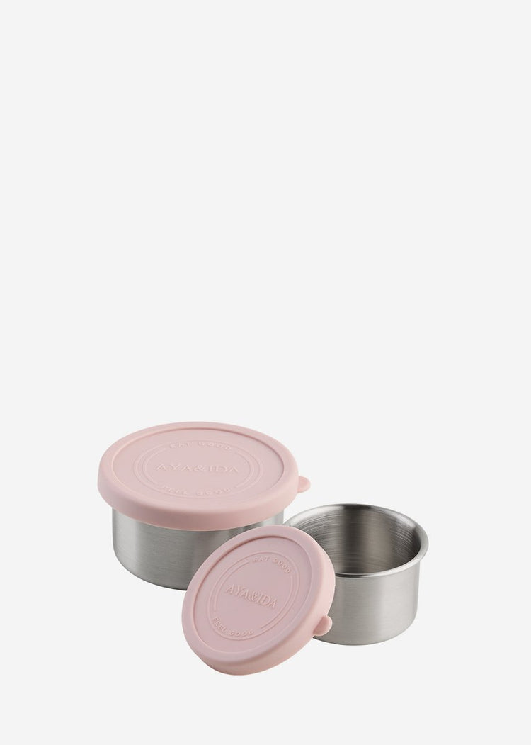 Aya ida aya ida – Set Snackbehälter – Lunchbox – Pillendose – Lebensmittelbehälter-Set – Müslibehälter – 100 ml + 200 ml – zartes Rosa