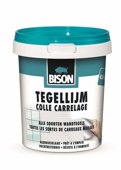 Bison Fliesenkleber Topf 1 kg, für alle Arten von Wandfliesen, feuchtigkeitsbeständig, leicht zu verarbeiten, lösungsmittelfrei, leicht aufzutragen