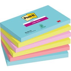 Notizzettel Post-it Super Sticky 127x76mm sortierte Packung 6 Stück 90 Blatt