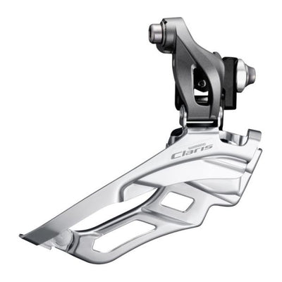 Shimano Voorkarbeilleur 3 x 8-Gang Claris FD-R2030 Ø34,9 mm Klemme mit Adapter Ø31,8 28,6 mm Down-Pull 63-66 ° Ecke 46-52t Grau
