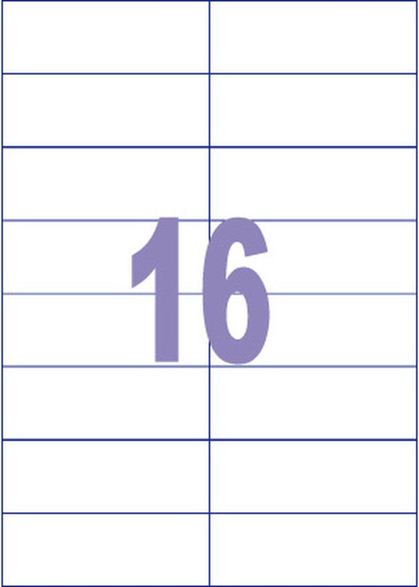 Kangaro-Etiketten – universell – Tintenstrahl-Laserkopie – 105 x 37 mm – 100 Blatt – 16 Aufkleber pro Blatt – k-10537