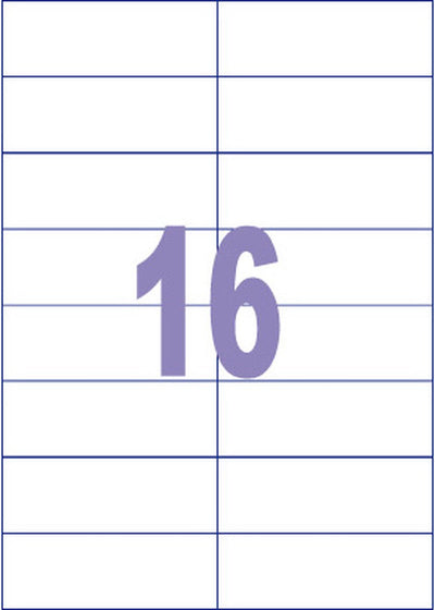 Kangaro-Etiketten – universell – Tintenstrahl-Laserkopie – 105 x 37 mm – 100 Blatt – 16 Aufkleber pro Blatt – k-10537
