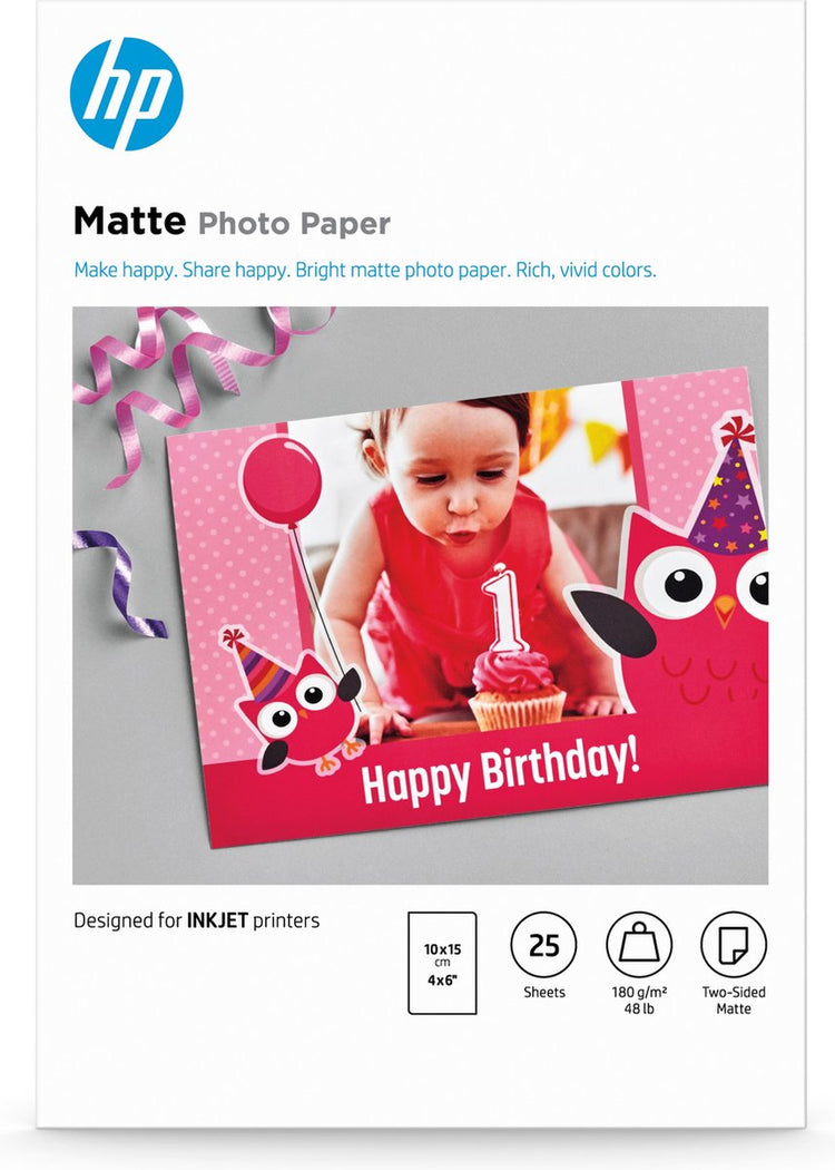 HP Fotopapier matt, 180 g m2, 10 x 15 cm, 25 Blatt (7hf70a)