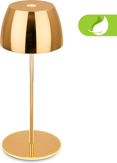 Briloner Serina Mini – kabellose LED-Tischleuchte IP44 – 7503017 – dimmbar – Touch – spritzwassergeschützt – kabellos – austauschbarer Akku und Lichtquelle – ø8 x 20 cm – goldfarben