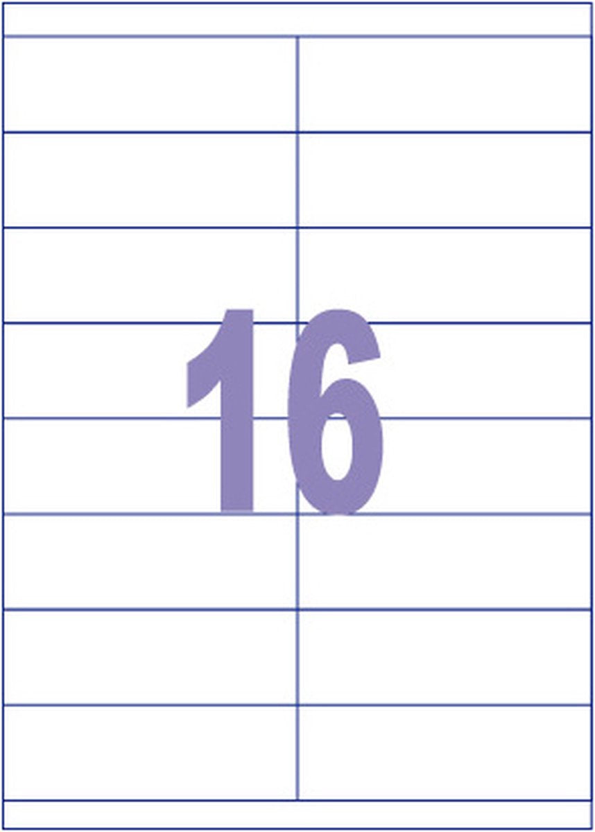 Kangaro-Etiketten – universell – Tintenstrahl-Laserkopie – 105 x 35 mm – 100 Blatt – 16 Aufkleber pro Blatt – k-10535