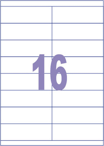 Kangaro-Etiketten – universell – Tintenstrahl-Laserkopie – 105 x 35 mm – 100 Blatt – 16 Aufkleber pro Blatt – k-10535
