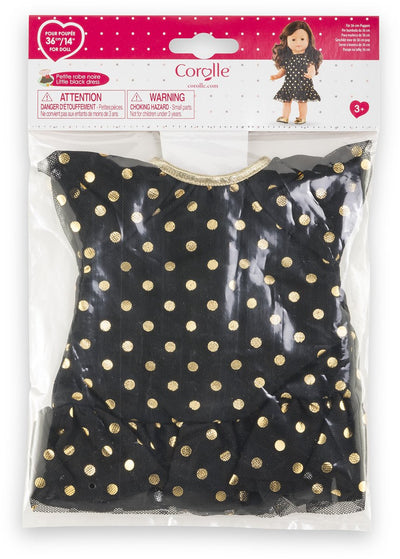 Corolle ma schwarzes Puppenkleid mit goldenen Punkten – 36 cm