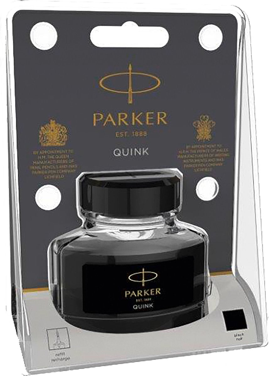 Parker Füllfederhalter-Tintenflasche | schwarze Quink-Tinte | 57 ml Schreibtinte für Füllfederhalter (Blister)