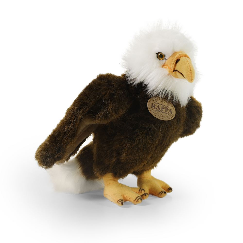 Rappa Öko-Kuscheltier Adler 24 cm – realistisches Kuscheltier aus recycelten PET-Flaschen – braun und weiß