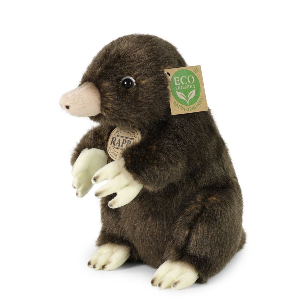 Rappa Öko-Kuscheltier Maulwurf 21 cm – realistisches Kuscheltier aus recycelten PET-Flaschen – braun creme