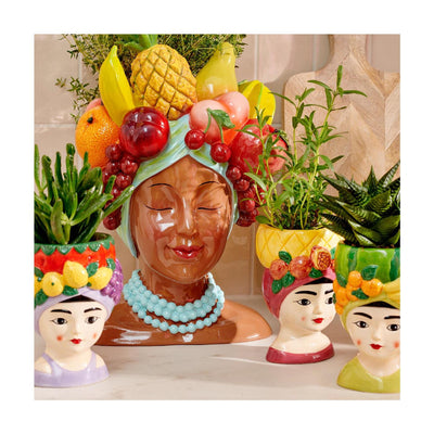Decoris Blumentopf Frau mit Früchten 8,5x8,5x13,5cm