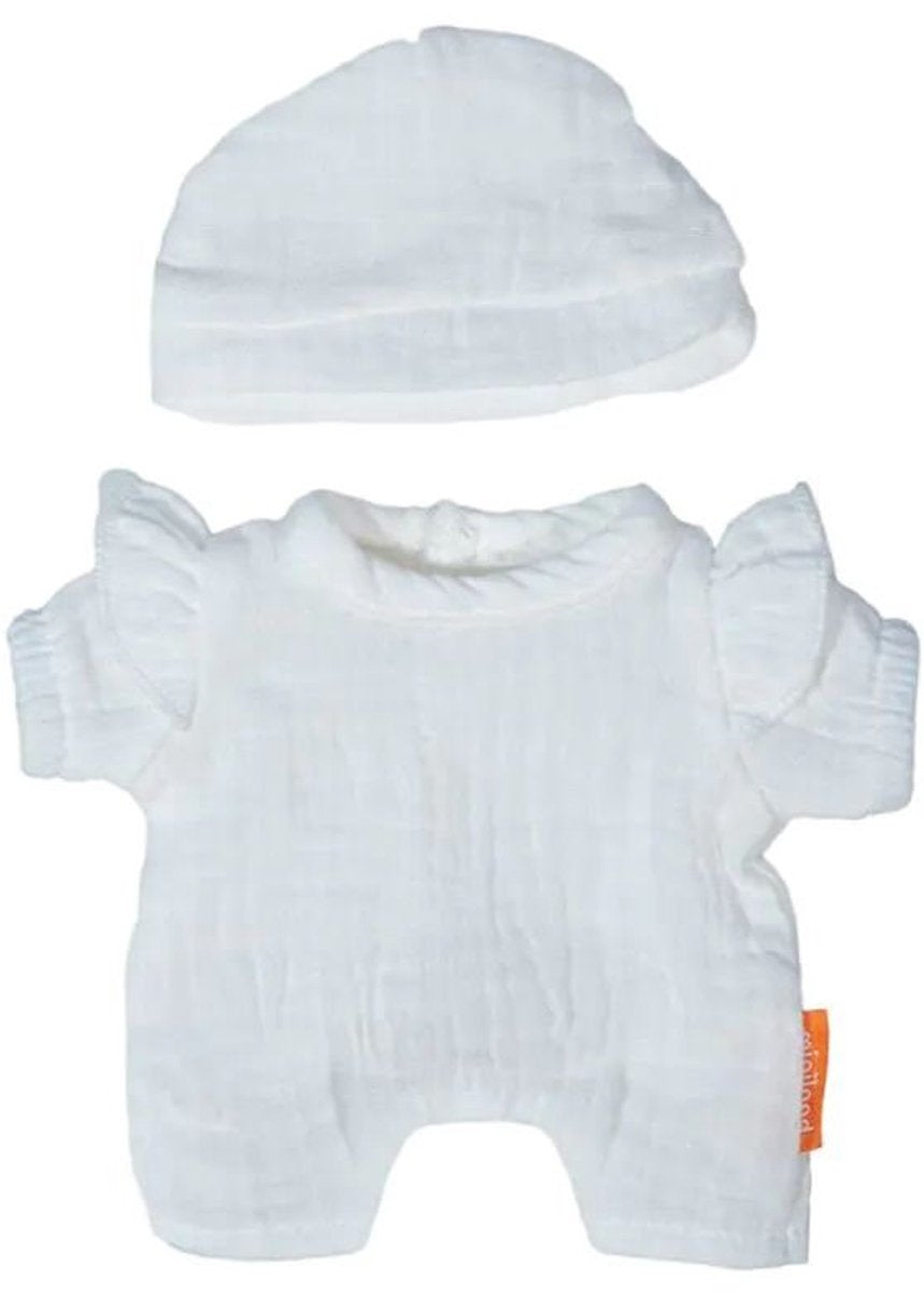 Miniland Puppenpyjama mit Mütze - Puppenkleidung 21cm Baumwolle.