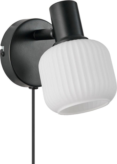 Nordlux Milford Mini Wandleuchte-E14-Opalglas schwarz