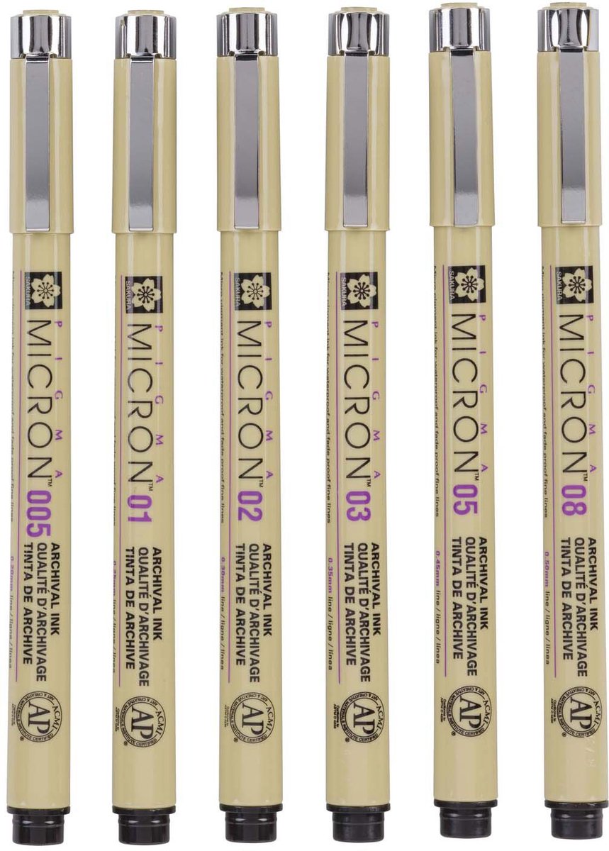 Sakura Pigma Micron Beutel 6 Fineliner Schwarz