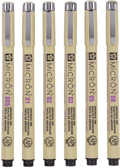 Sakura Pigma Micron Beutel 6 Fineliner Schwarz