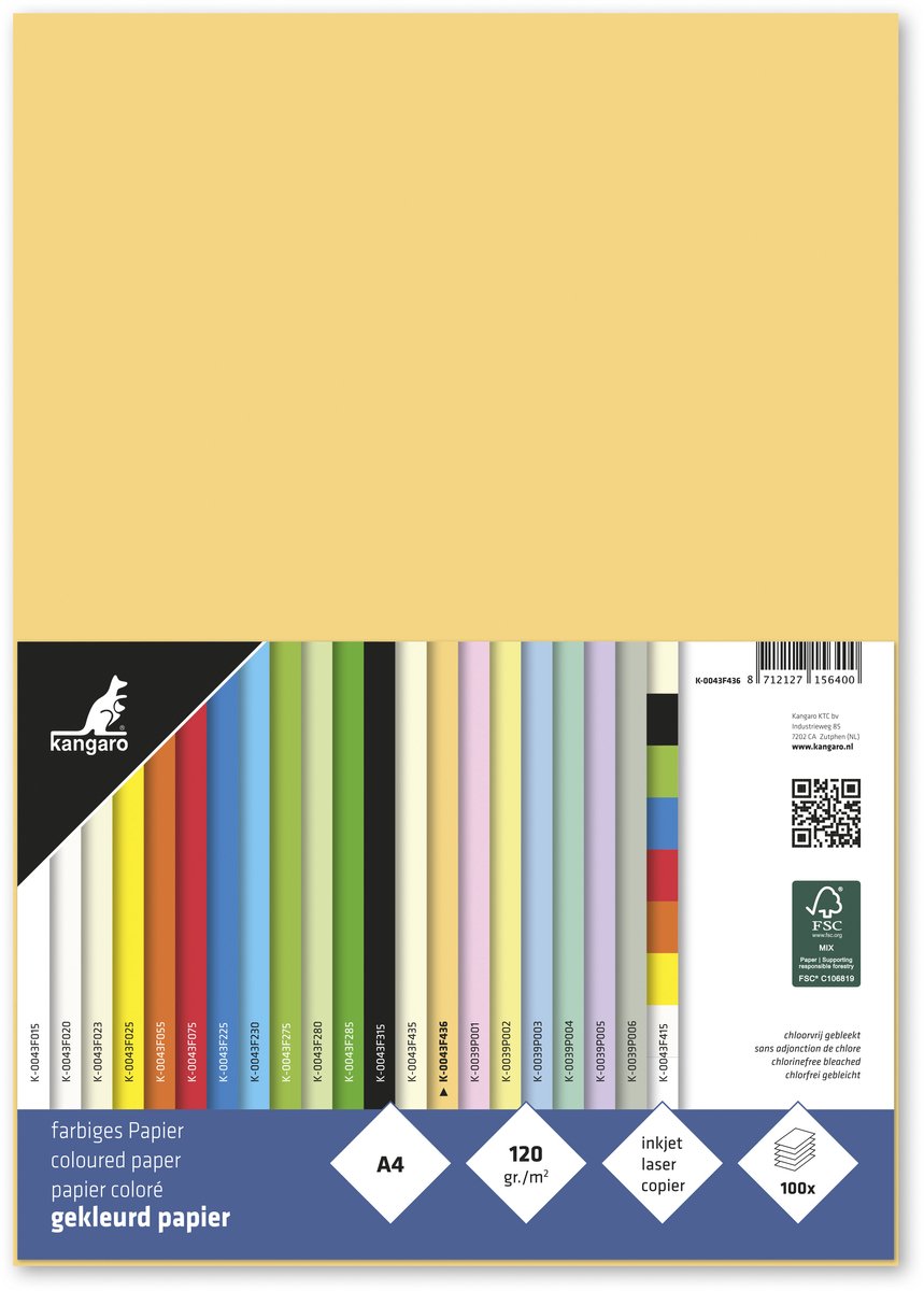 Kängurupapier – A4 – 120 Gramm – Packung mit 100 Blatt – dunkles Chamois – k-0043f436