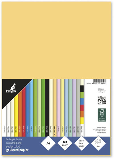 Kängurupapier – A4 – 120 Gramm – Packung mit 100 Blatt – dunkles Chamois – k-0043f436