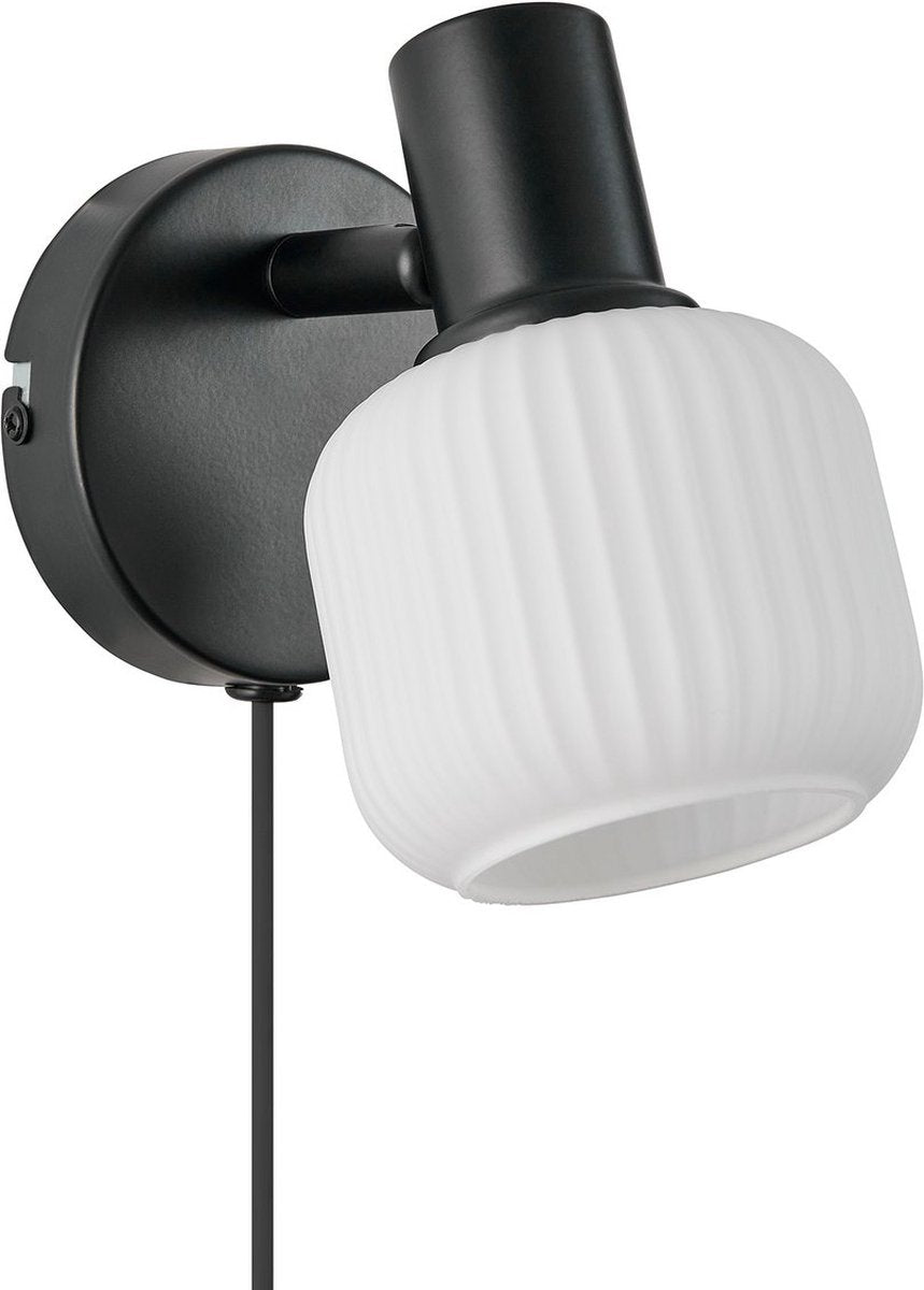 Nordlux Milford Mini Wandleuchte-E14-Opalglas schwarz