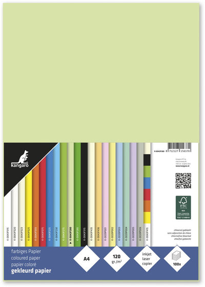 Kängurupapier – A4 – 120 Gramm FSC – Packung mit 100 Blatt – hellgrün – k-0043f280