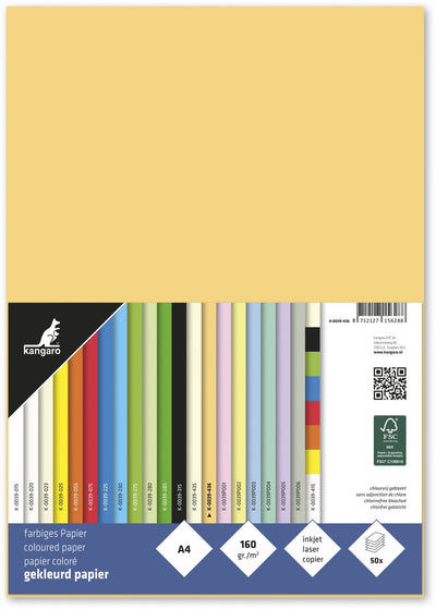 Kängurupapier – A4 – 160 Gramm FSC – Packung mit 50 Blatt – dunkles Chamois – K-0039-436