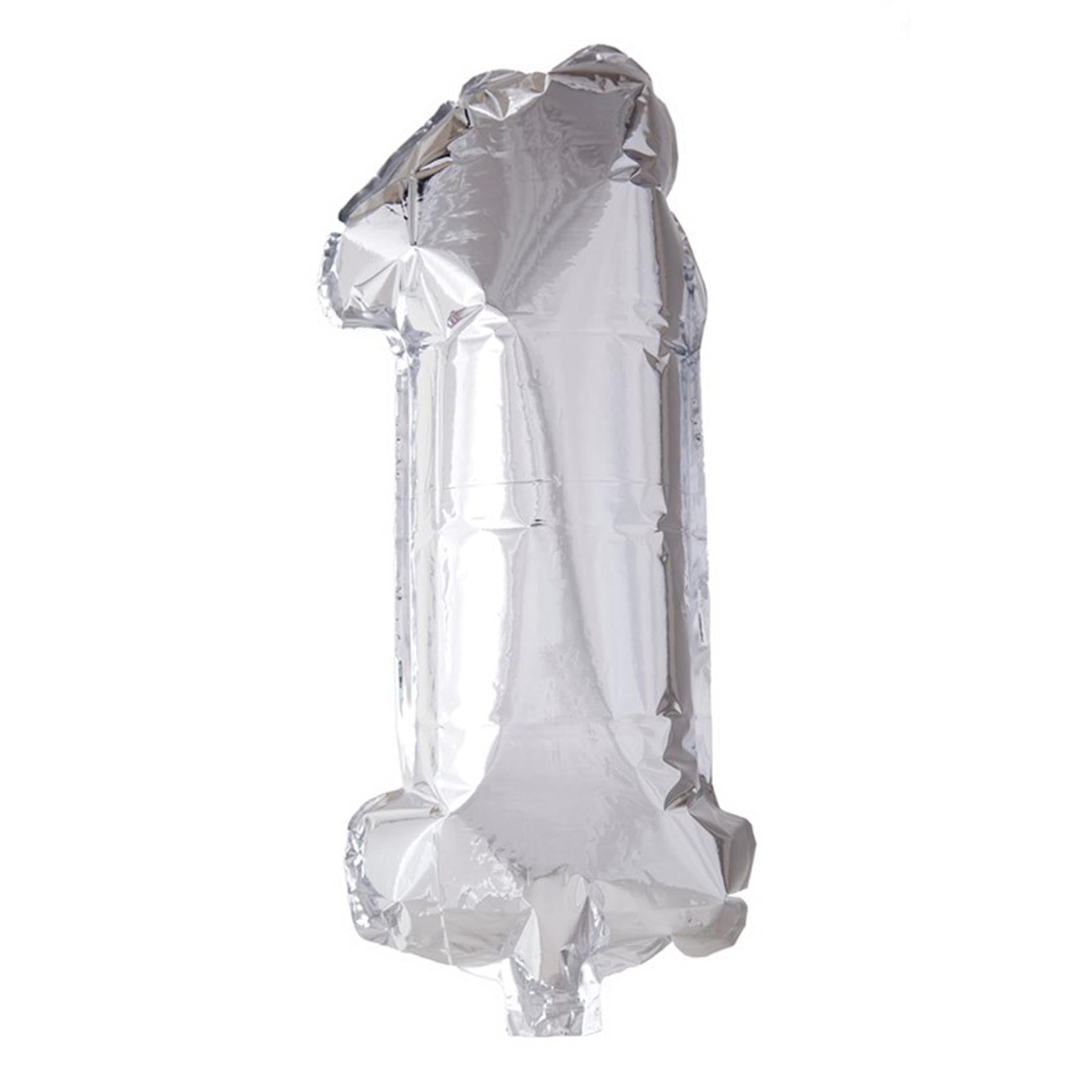 Globos Folienballon Zahl '1' silber 40cm