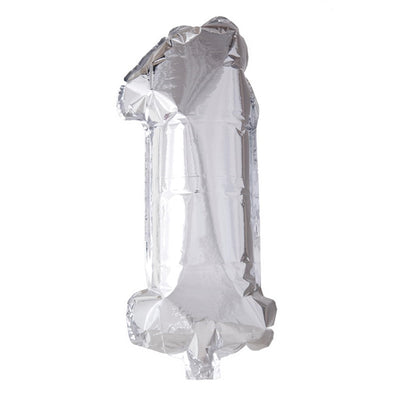 Globos Folienballon Zahl '1' silber 40cm