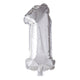Globos Folienballon Zahl '1' silber 40cm
