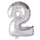 Folienballon Nummer '2' in Silber, 40 cm