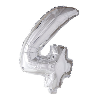 Globos Folienballon Zahl '4' silber 40cm
