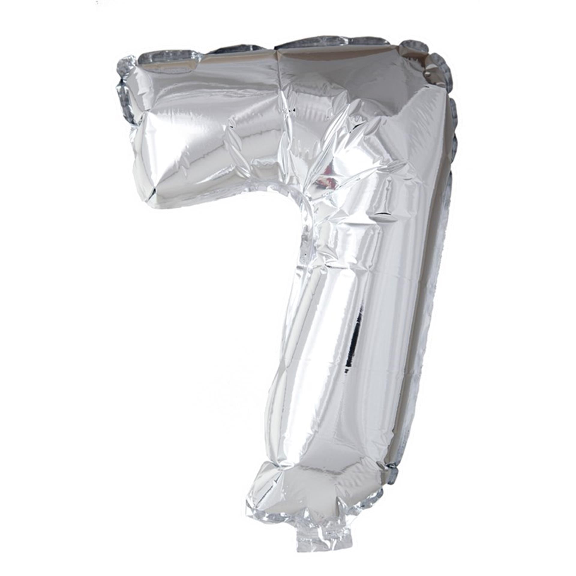 Globos Folienballon Zahl '7' silber 40cm