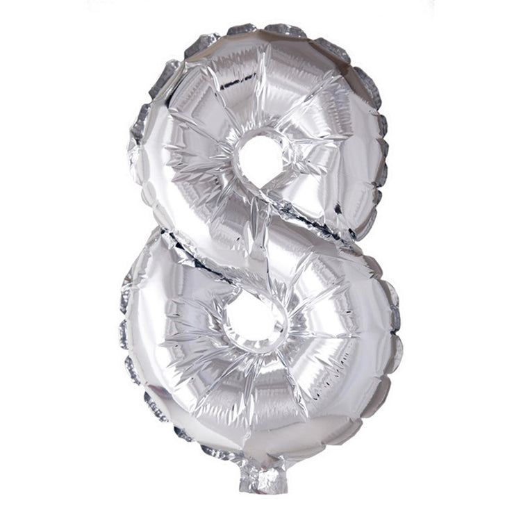 Globos Folienballon Zahl '8' silber 40cm